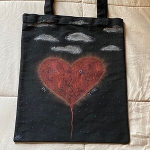Heart Art Tote Bag - Black and Red